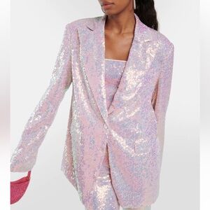 Rotate Birger Christensen Sequin Oversized Blazer in Sachet Pink NWT's Sz US 14